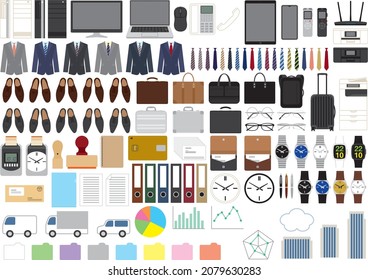 Simple business item icon set