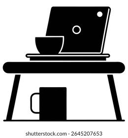 Um simples ícone de reunião de negócios com pessoas sentadas normalmente representa um design minimalista de vários indivíduos sentados em torno de uma mesa, sugerindo colaboração, discussão.
