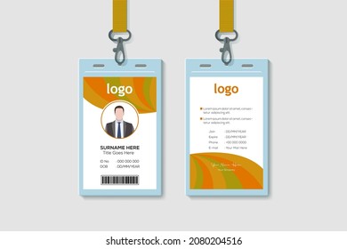 Simple Business  Office Vertical Double-sided ID Card Design Template. Flat Identity Card Design Vector Illustration