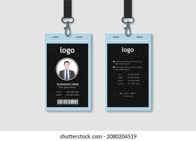 Simple Business  Office Vertical Double-sided ID Card Design Template. Flat Identity Card Design Vector Illustration