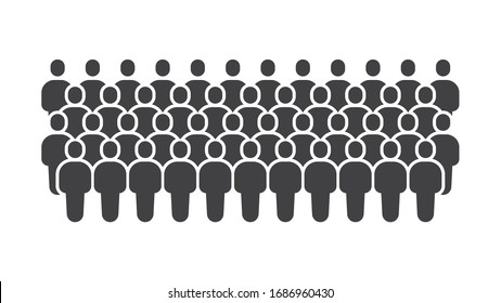 Simple of Business People Group Moderne und trendy Crowd Person Human Avatar Solid Glyph Icons Vektorillustration. So Symbole wie Team, Teamwork, Community, Social, Harmony, Mitglied. Stell dich in einer Linie von Oder. EPS10.