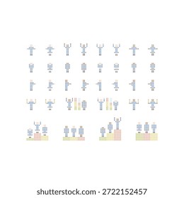 Simple negocio pixel art set 3