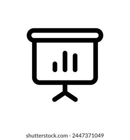 Icono de línea de presentación de negocios simple aislado sobre un fondo blanco