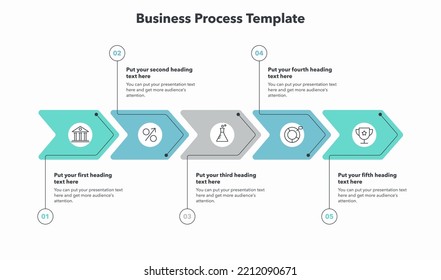 Simple business process template with five colorful stages. Slide for business presentation.