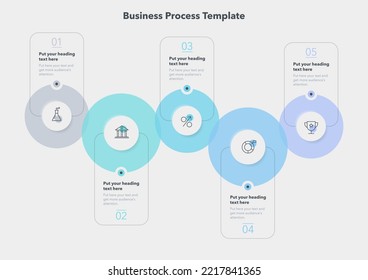 Simple business process template with five colorful stages. Slide for business presentation.