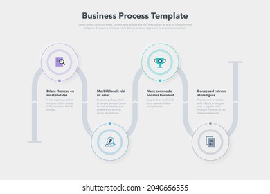 Simple business process template with four steps. Easy to use for your website or presentation.
