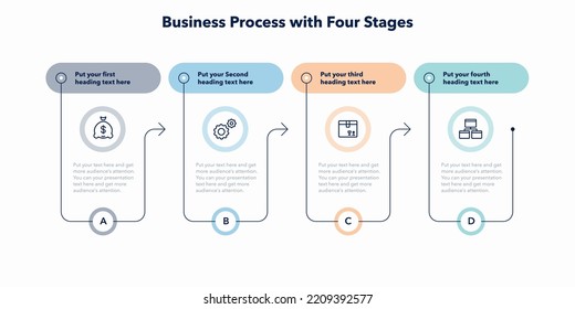 Simple business process template with four stages. Easy to use for your website or presentation.