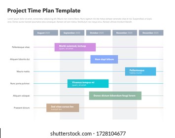 Simple business project time plan template with project tasks in time intervals. Easy to use for your website or presentation.