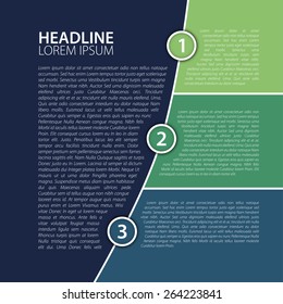 Simple business report design template in blue and green, vector illustration.