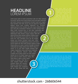 Simple business report design template in  black, blue and green, vector illustration.