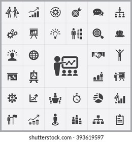 Simple business strategy icons set. Universal business strategy icons to use for web and mobile UI, set of basic business strategy elements 