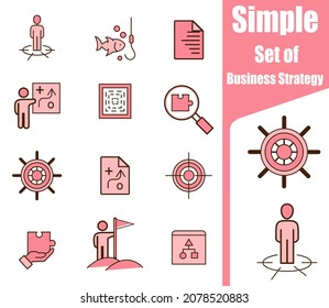 simple business strategy related vector line icon Contains icons such as research
