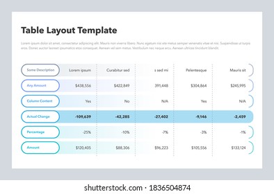 Simple Business Table Layout. Flat Design, Easy To Use For Your Website Or Presentation.