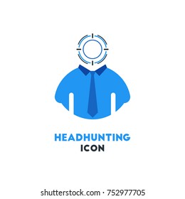 Simple Business Vector Icon of Headhunting in Blue And Black Color. Human Resource Vector Illustration. Editable line.