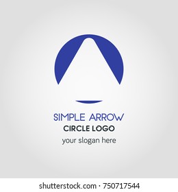 Simple Business Vector Logo Template in Blue Circle. Unique Up Arrow Vector Illustration.