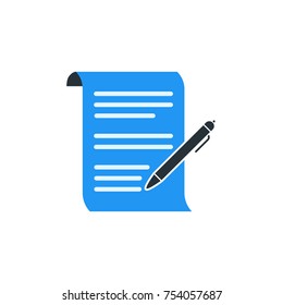 Simple Business Vector Of Portfolio Paper Icon Template. Portfolio With Pen Vector Illustration