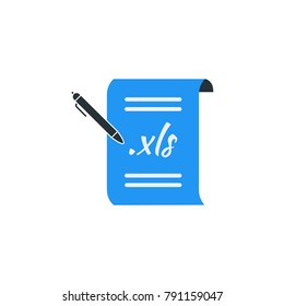 Simple Business Vector of Portfolio Paper Icon Template. Format File Icon with Pen Vector Illustration