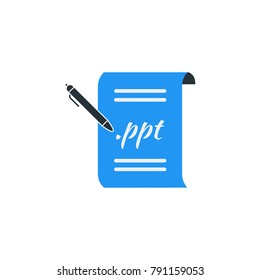 Simple Business Vector of Portfolio Paper Icon Template. Format File Icon with Pen Vector Illustration