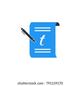 Simple Business Vector of Portfolio Paper Icon Template. Portfolio With Pen And Letter T Vector Illustration