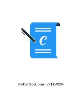 Simple Business Vector of Portfolio Paper Icon Template. Portfolio With Pen And Letter C Vector Illustration