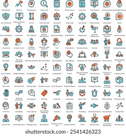 Simple business vector thin line icon bundle set