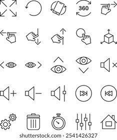 Simple business vector thin line icon bundle set