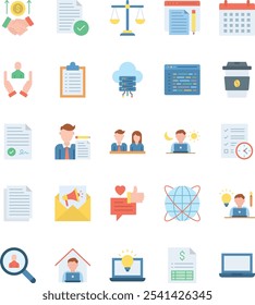 Simple business vector thin line icon bundle set