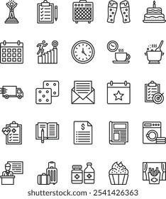 Simple business vector thin line icon bundle set
