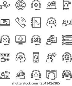 Conjunto de pacotes de ícone de linha fina do vetor empresarial simples