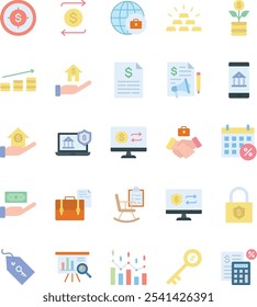 Einfache Business Vektor dünne Linie Icon Bundle Set