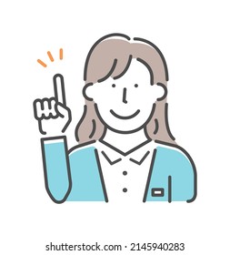 Simple business woman (upper body)  gesture illustration | idea, pointing, inspiration