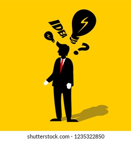 Simple businessman concept illustration in silhouette style confuse searching idea