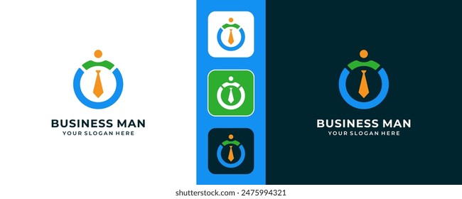 Simple Businessman logo design, vector template