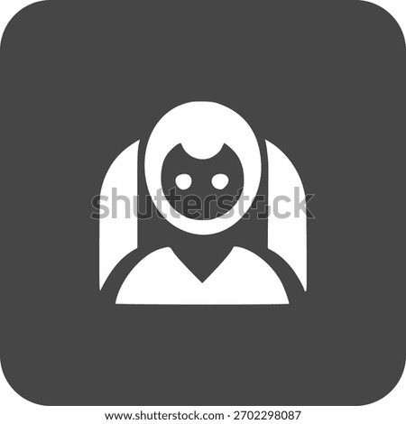 A simple bust icon of a female character, representing a user profile, avatar, or a default person.