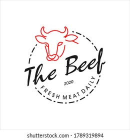 Simple Butchery Logo Beef Badge Idea, Organic Meat Shop Vector and Label Design Inspiration