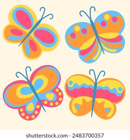 Simple butterflies for children's books. Vector illustration