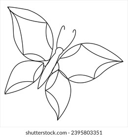 Simple butterfly continuous single line art drawing and butterfly line art vector illustration