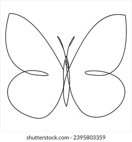 Dibujo de arte de línea simple y continua de mariposa y ilustración vectorial de línea de mariposa simple