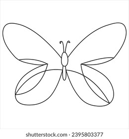 Dibujo de arte de línea simple y continua de mariposa y ilustración vectorial de línea de mariposa simple