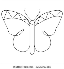 Einfacher Schmetterling, kontinuierlicher Einzelzeilentext und Schmetterlingskunst, Vektorgrafik