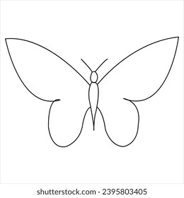 Simple butterfly continuous single line art drawing and butterfly line art vector illustration