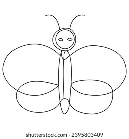 Dibujo de arte de línea simple y continua de mariposa y ilustración vectorial de línea de mariposa simple