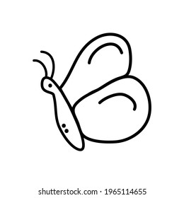 Simple butterfly in doodle style. Cute vector illustration. Hand drawn clipart for logo, icon, label. Perfect for decoration of baby products