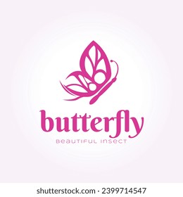 simple butterfly or dragonfly logo design, vintage icon minimalist insect illustration