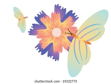 Simple butterfly and flower shape