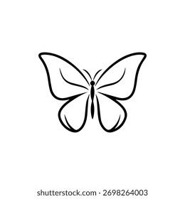 A simple butterfly illustration, isolated on white background. This design is perfect for representing nature, beauty, and transformation in various creative projects.