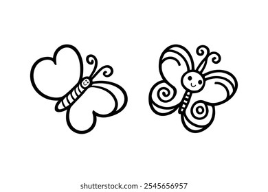 simple butterfly insect outline vector line art silhouette.