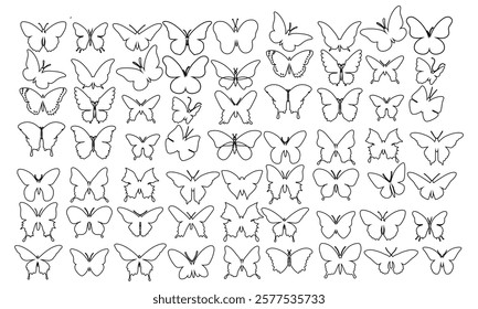 simple butterfly insect outline vector set