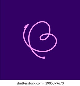 Simple butterfly letter B logo design
