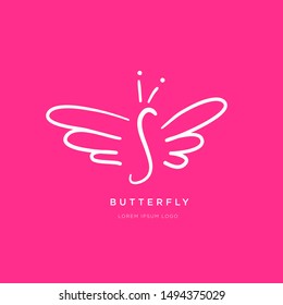 Simple Butterfly Line Curve Illustration Illustration Logo Design 